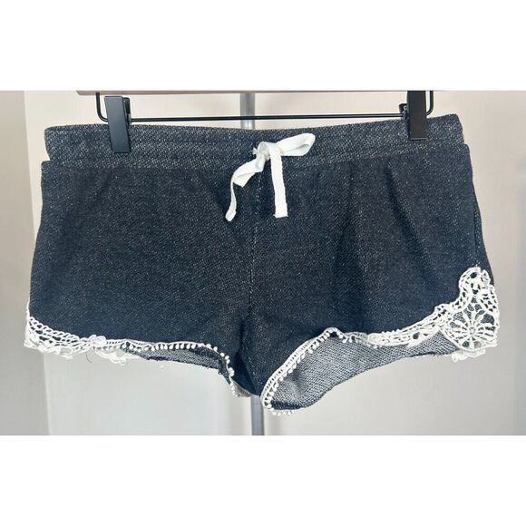 Y2k No Boundaries Micro Mini Shorts Size M Gray Lace French Terry - Picture 1 of 5